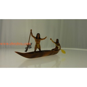 INDIEN PIROGUE PAGAYEUR ET PECHEUR  CLAIRET RÉF FW ACC 3