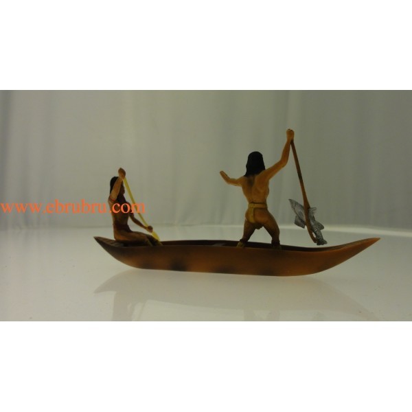 INDIEN PIROGUE PAGAYEUR ET PECHEUR  CLAIRET RÉF FW ACC 3