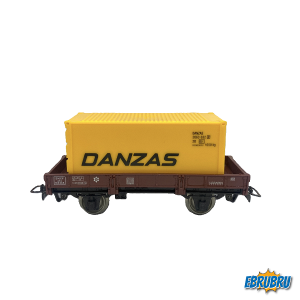 Wagon plat avec container Danzas Sncf JOUEF