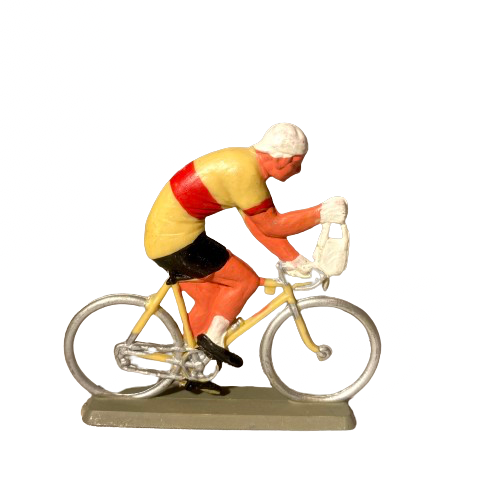 Coureur avec musette de ravitaillement - Maillot jaune et rouge - STARLUX Réf 296