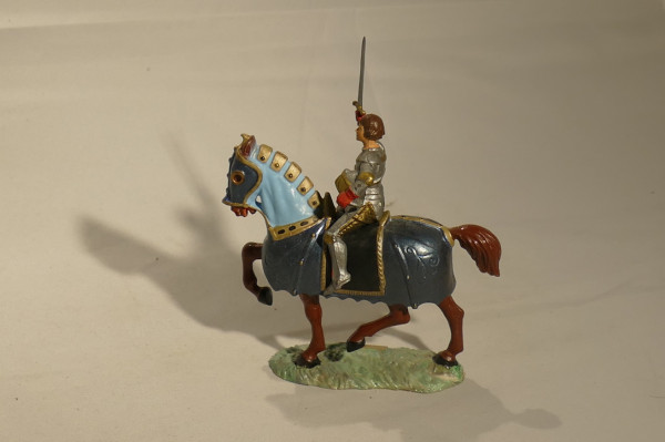  cavalier - caparaçon bleu Jeanne d'arc épée et casque Starlux 6201 bis