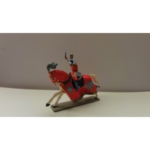 CAVALIER AVEC FLÉAU CHEVAL HARNOIS DE JOUTE ROUGE  STARLUX MOYEN ÂGE RÉF 6108