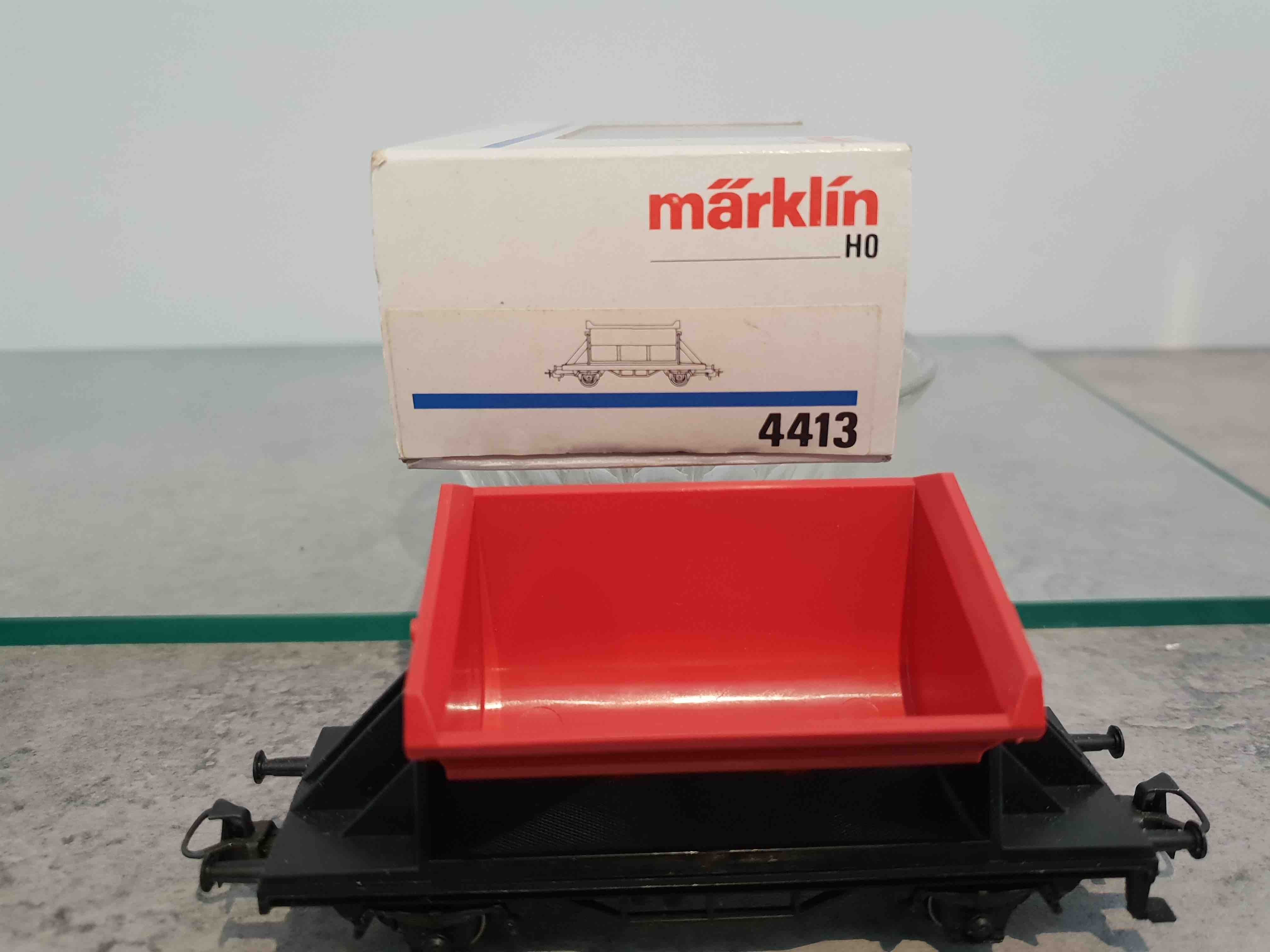 MÄRKLIN 4413 Ho WAGON 2 ESSIEUX À BENNE BASCULANTE AVEC SA BOITE