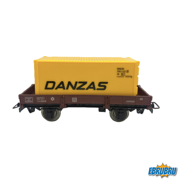 Wagon plat avec container Danzas Sncf JOUEF