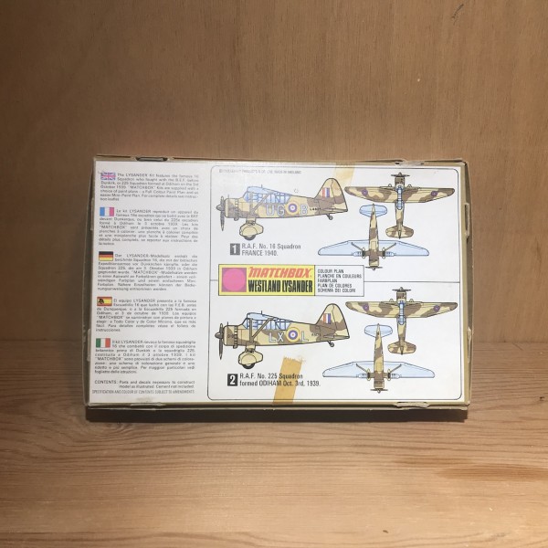 WESTLAND LYSANDER PK 7 MAQUETTE AVION MATCHBOX 1/72 SCALE KIT