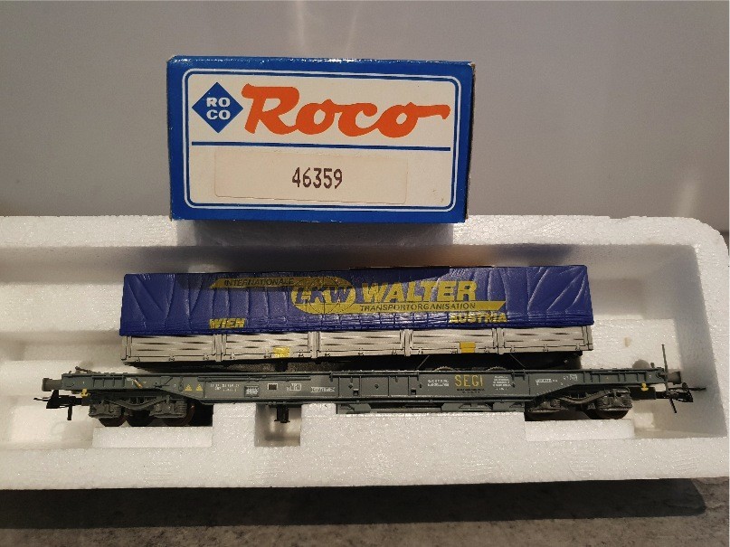 ROCO 46359  WAGON  TRANSPORT  REMORQUE LKW WALTER HO