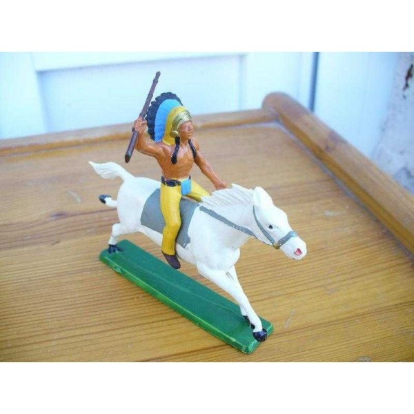 CAVALIER INDIEN STARLUX FUSIL EN L AIR JAUNE CHEVAL BLANC