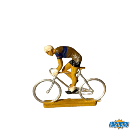 Coureur sprintant avec casquette - Maillot marron bande bleu - STARLUX 