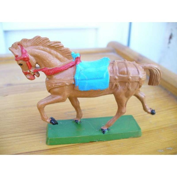 CHEVAL MARRON SELLE BLEU