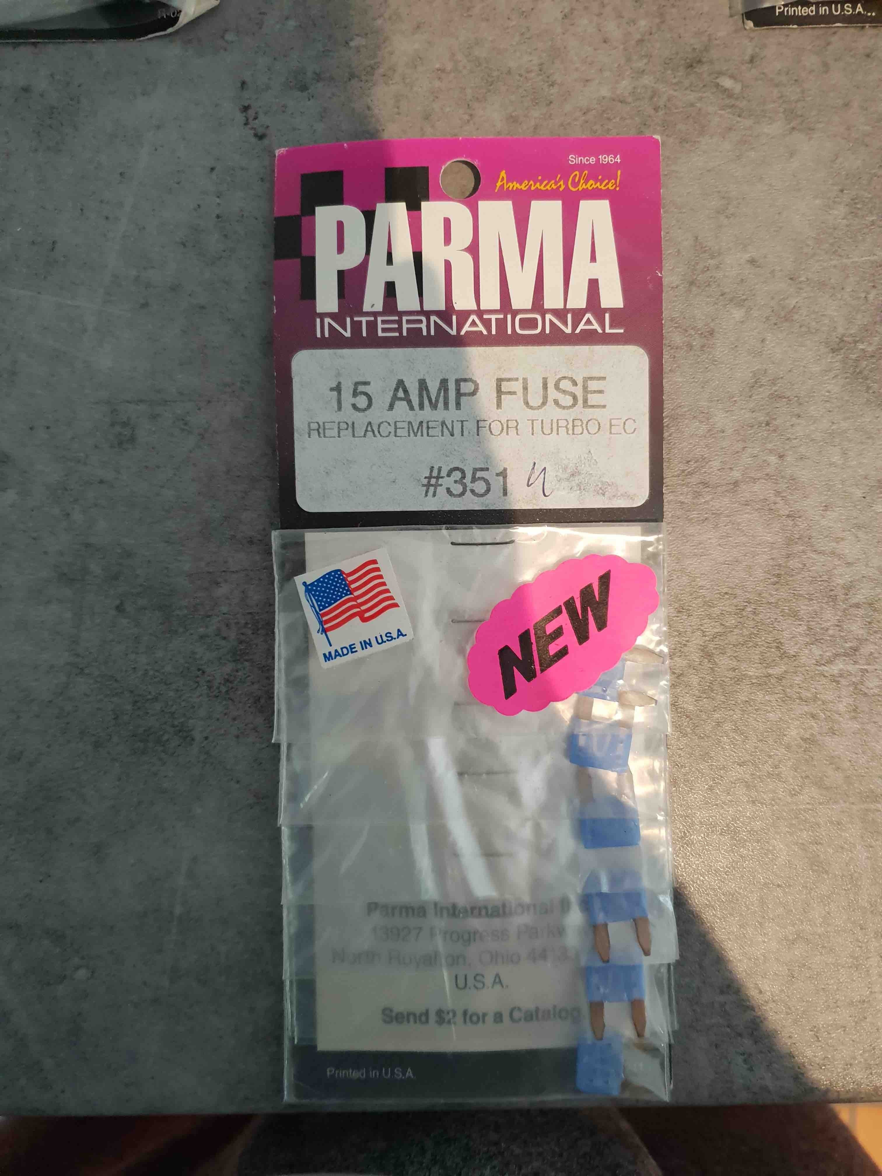 PARMA INTERNATIONAL  REF 351 15AMP FUSE FUSIBLES X6