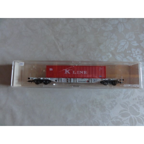 Wagon plat porte container K Line  fleischmann réf 5247 sncf