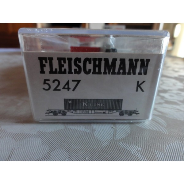 Wagon plat porte container K Line  fleischmann réf 5247 sncf