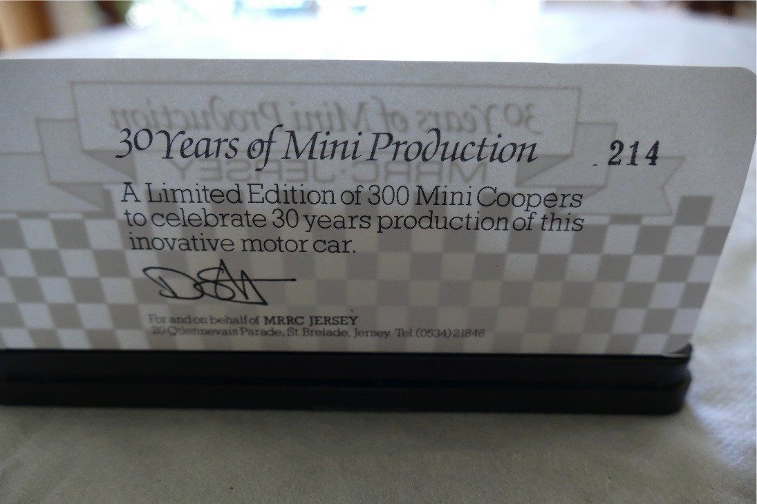 MRRC 30 YEARS OF MINI PRODUCTION MINI COOPER LIMITED EDITION 214/300